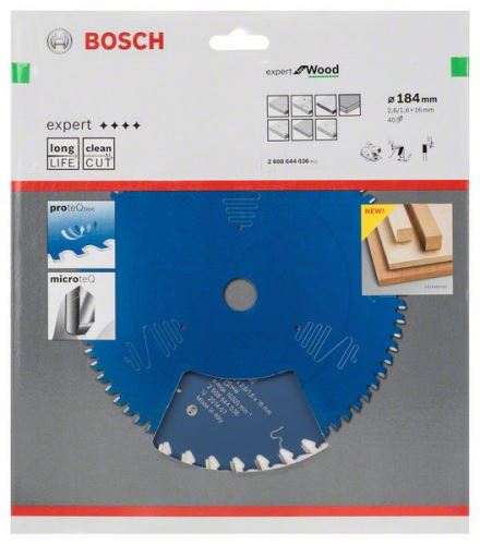 BOSCH Pilový kotouč Expert for Wood 184 x 16 x 2,6 mm, 40 2608644036