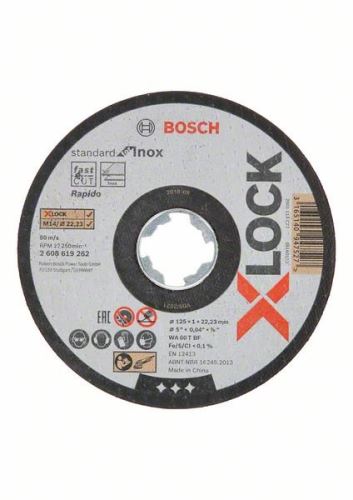 BOSCH X-LOCK Plochý řezací kotouč Standard for Inox systému 125×1×22,23 mm 125 x 1 x 22.23 mm 2608619262