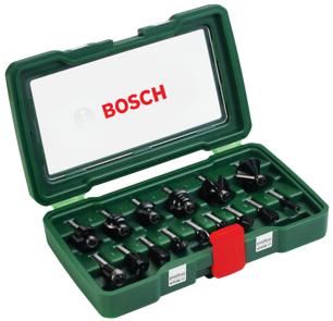 BOSCH 15dílná sada fréz z tvrdokovu (Ø stopky 8 mm) 2607019469