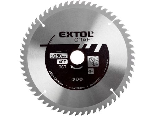 EXTOL CRAFT kotouč pilový s SK plátky, O 250x2,8x30mm, 60T 19113