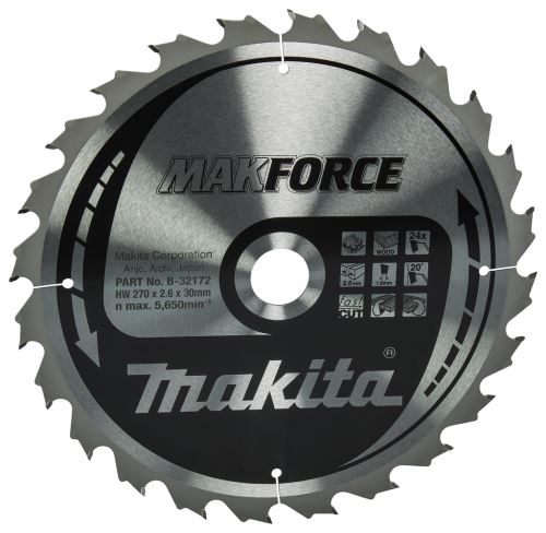 MAKITA kotouč pilový dřevo MAKFORCE 270x2.6x30 mm 24 zubů B-32172