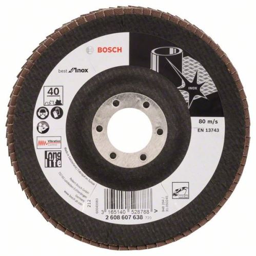 BOSCH Lamelový brusný kotouč X581, Best for Inox 125 mm, 22,23 mm, 40 2608607638