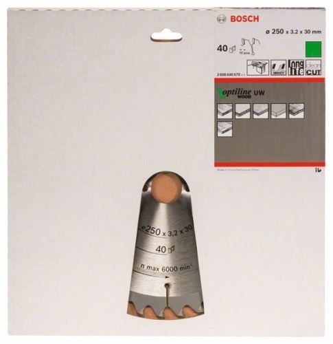 BOSCH Pilový kotouč Optiline Wood 250 x 30 x 3,2 mm, 40 2608640670