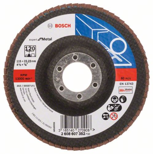 BOSCH Lamelový brusný kotouč X551, Expert for Metal D = 115 mm; G = 120, lomený 2608607352