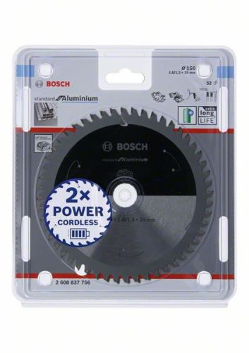 BOSCH Pilový kotouč pro aku pily; Standard for Aluminium 150x20x1,8/1,3x52T 2608837756