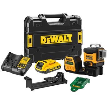 DeWALT sada DCD701 vrtací šroubovák + DCE089 Křížový laser zelený 12V 2,0 Ah Li-Ion v pouzdře TSTAK  DCK212D2T