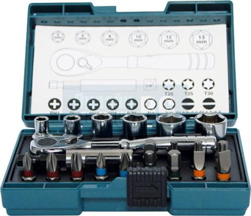 MAKITA sada bitů a nástrčných klíčů šestihran 1/4", 21 ks B-54081