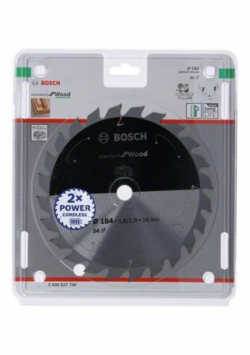 BOSCH Pilový kotouč pro aku pily; Standard for Wood 184x16x1,6/1,0x24T 2608837700