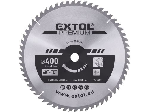 EXTOL PREMIUM kotouč pilový s SK plátky, O 400x3,6x30mm, 60T 8803257