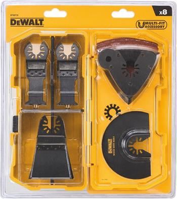 DeWALT Sada (8 ks) pro oscilační nářadí (1x DT20700, 1x DT20701, 1x DT20704, 1x DT20705, DT20710, 3x brusný papír 93 x 93 mm) DT20731