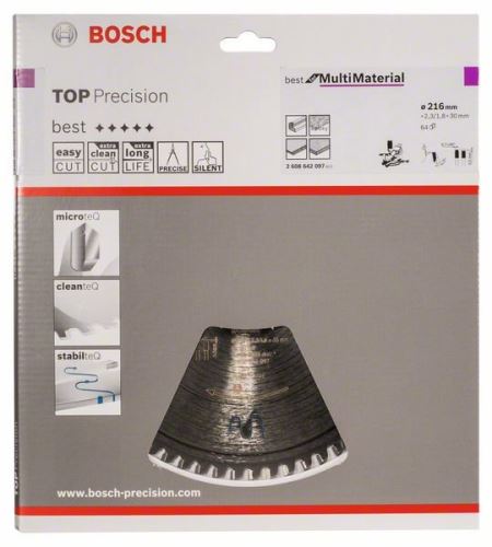 BOSCH Pilový kotouč do okružních pil Top Precision Best for Multi Material 216 x 30 x 2,3 mm, 64 2608642097