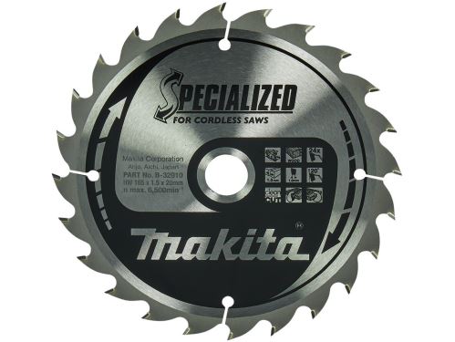 MAKITA Pilový kotouč na dřevo SPECIALIZED 165x1.5x20 mm 24Z pro aku pily B-32910