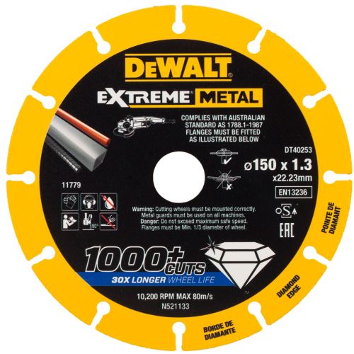 DeWALT Diamantový kotouč EXTREME METAL 150 x 1,3 mm DT40253