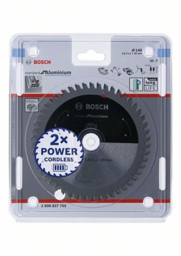 BOSCH Pilový kotouč pro aku pily; Standard for Aluminium 140x20x1,6/1,1x50T 2608837755