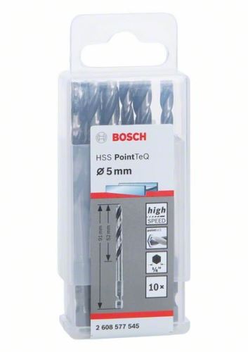 BOSCH Vrták do kovu HSS PointTeQ HEX se 6hrannou stopkou; 5.0 mm 2608577545