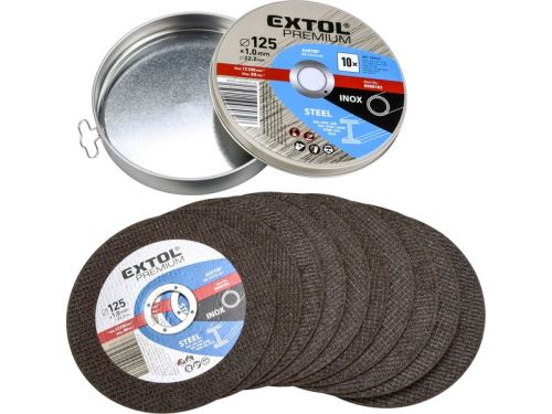 EXTOL PREMIUM Kotouč řezný na ocel/nerez, 10ks, 125x1,0x22,2mm