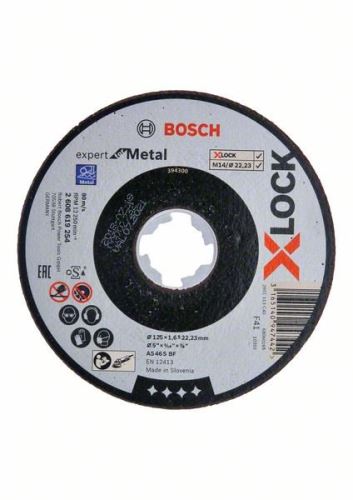 BOSCH X-LOCK Plochý řezací kotouč Expert for Metal systému 125×1,6×22,23 AS 46 S BF, 125 mm, 1,6 mm 2608619254