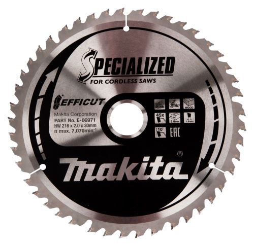 MAKITA kotouč pilový dřevo Efficut 216x2x30 mm 45 zubů E-06971