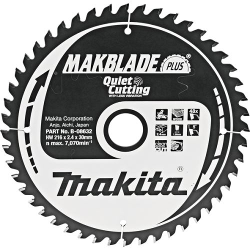 MAKITA kotouč pilový dřevo MAKBLADEplus 216x2.4x30 mm 48 zubů B-08632