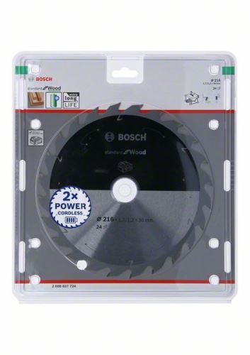 BOSCH Pilový kotouč pro aku pily; Standard for Wood 216x30x1,7/1,2x24T 2608837724