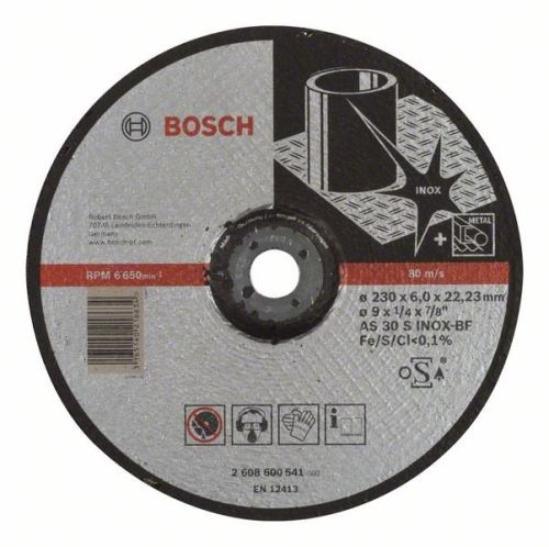 BOSCH Hrubovací kotouč profilovaný Expert for Inox AS 30 S INOX BF, 230 mm, 6,0 mm 2608600541