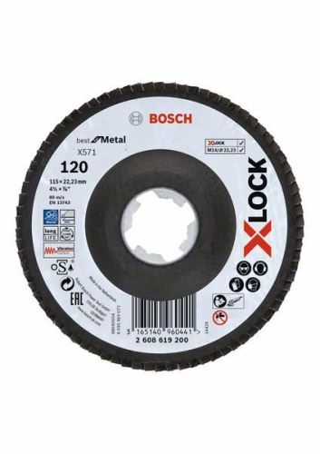 BOSCH X-LOCK Lamelové brusné kotouče Best for Metal systému Ø 115 mm, G 120, X571, lomená verze, sklolaminát 2608619200