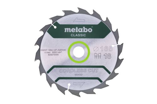 METABO Pilový kotouč 165 x 20 mm, 18 zubů, 20° CordlessCutClassic  628272000