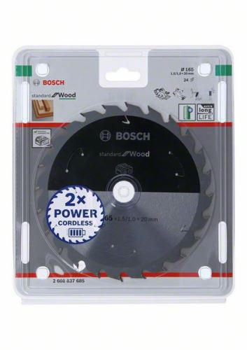 BOSCH Pilový kotouč pro aku pily; Standard for Wood 165x20x1,5/1,0x24T 2608837685