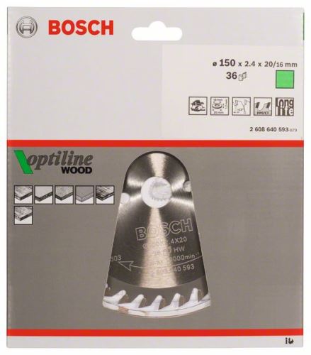 BOSCH Pilový kotouč Optiline Wood 150 x 20/16 x 2,4 mm, 36 2608640593