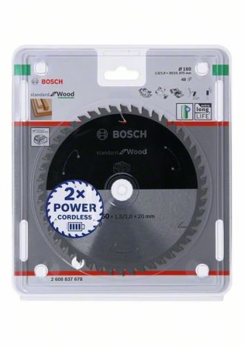 BOSCH Pilový kotouč pro aku pily; Standard for Wood 160x20/15,875x1,5/1,0x48T 2608837678