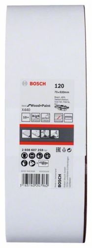 BOSCH 10dílná sada brusných pásů X440 75 x 533 mm, 120 2608607259