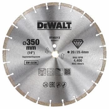 DeWALT Diamantový segmentový kotouč, suché řezání, 350 x 25,4 mm DT40213