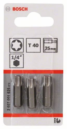 BOSCH Šroubovací bit zvlášť tvrdý Extra-Hart T40, 25 mm (3 ks) 2607001625