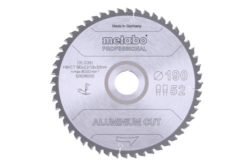 METABO Pilový kotouč 190 x 30 mm, 52 zubů, 5°neg AlumCutProf 628296000