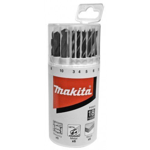 MAKITA sada vrtáků do kovu/dřeva/zdiva 3-10 mm (po 1), 18 ks P-23818