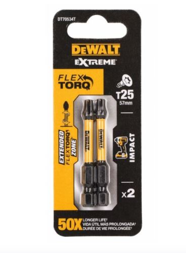 DeWALT Torzní šroubovací bit TORX T25, EXTREME (2 ks) DT70534T