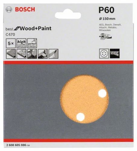 BOSCH Brusný papír C470, 150 mm, 60 (5 ks) 2608605086