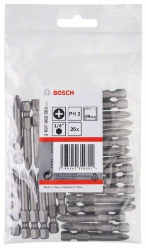 BOSCH Šroubovací bit zvlášť tvrdý Extra-Hart PH 2, 49 mm (25 ks) 2607002503