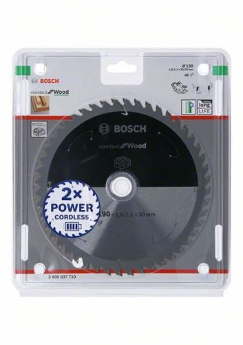 BOSCH Pilový kotouč pro aku pily; Standard for Wood 190x30/20x1,6/1,1x48T 2608837710