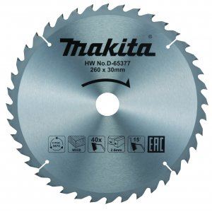 MAKITA kotouč pilový dřevo TCT 260x2.6x30 mm 40 zubů D-65377