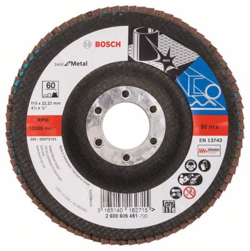 BOSCH Lamelový brusný kotouč X571, Best for Metal D = 115 mm; G = 60, lomený 2608605451