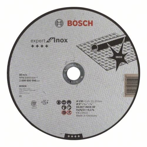 BOSCH Dělicí kotouč rovný Expert for Inox AS 46 T INOX BF, 230 mm, 2,0 mm 2608600096