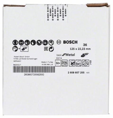 BOSCH Fíbrový brusný kotouč R574, Best for Metal D = 125 mm; K = 36 2608607255