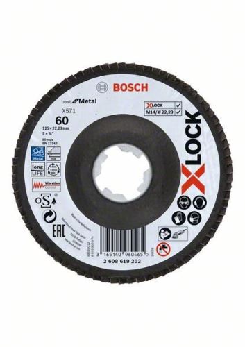 BOSCH X-LOCK Lamelové brusné kotouče Best for Metal systému Ø 125 mm, G 60, X571, lomená verze, sklolaminát 2608619202