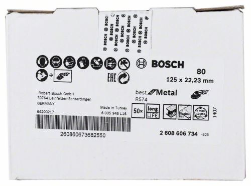 BOSCH Fíbrový brusný kotouč R574, Best for Metal D = 125 mm; G = 80 2608606734