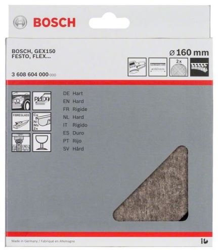 BOSCH Lešticí plsť tvrdé, 160 mm (2 ks) 3608604000