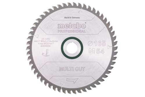 METABO Pilový kotouč 165 x 20 mm, 54 zubů, 5° Power Cut prof 628293000