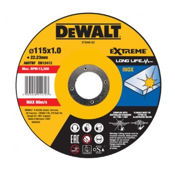 DeWALT Řezný kotouč na nerezovou ocel 115 x 1 x 22,23 mm DT3442