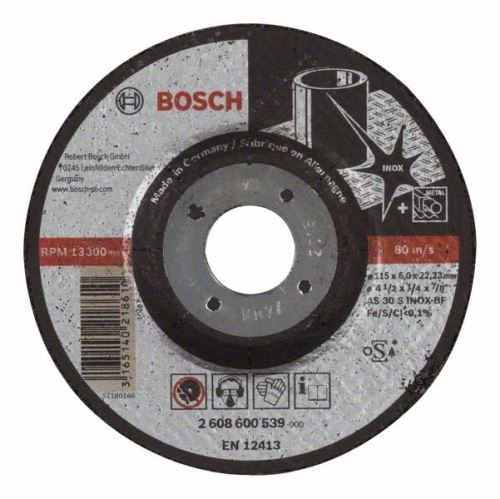 BOSCH Hrubovací kotouč profilovaný Expert for Inox AS 30 S INOX BF, 115 mm, 6,0 mm 2608600539