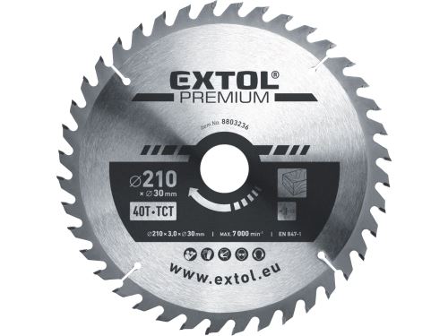 EXTOL PREMIUM kotouč pilový s SK plátky, O 210x3,0x30mm, 40T 8803236